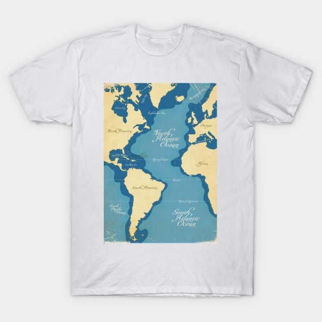 Vintage Nautical Map T-Shirt by nickemporium1